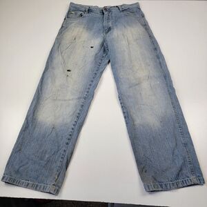Vintage South Pole Baggy Jeans Mens Size 36x33 Blue Loose Fit Distressed Y2K